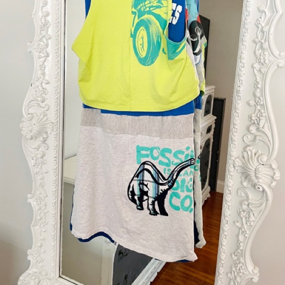 SALE One of a Kind SAMPLE Colorful POP Reconstructed T-Shirt Dress - Picture 6 of 7